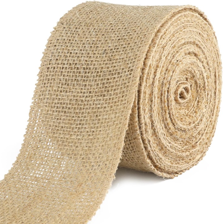 Panglica de iuta 8 cm latime, panglica de cadou vintage din panza de sac 10 m, panglica decorativa din iut pentru mestesuguri, decoratiuni de nunta, Craciun, cununa de toamna