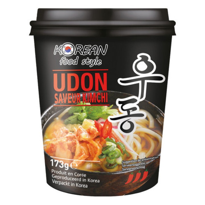 Taitei Udon in stil coreean, pre-gatiti cu aroma de kimchi