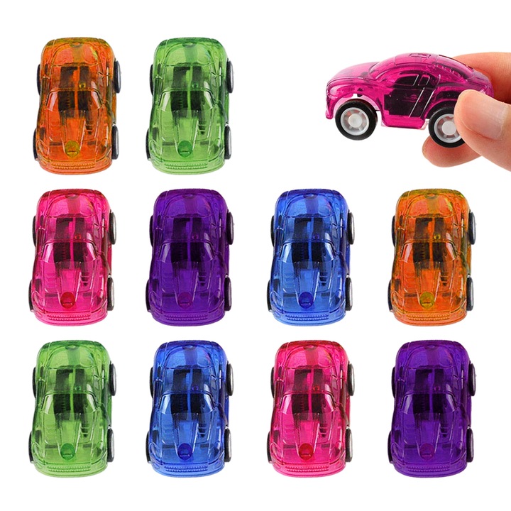 Set 10 masinute miniatura, TREXORA, multicolor, 4.5x2.5x1.6cm