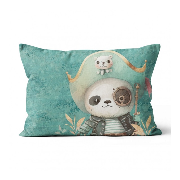 Material textil, Panou de bumbac 30x40 cm Piratii Panda de smarald, bumbac 100%