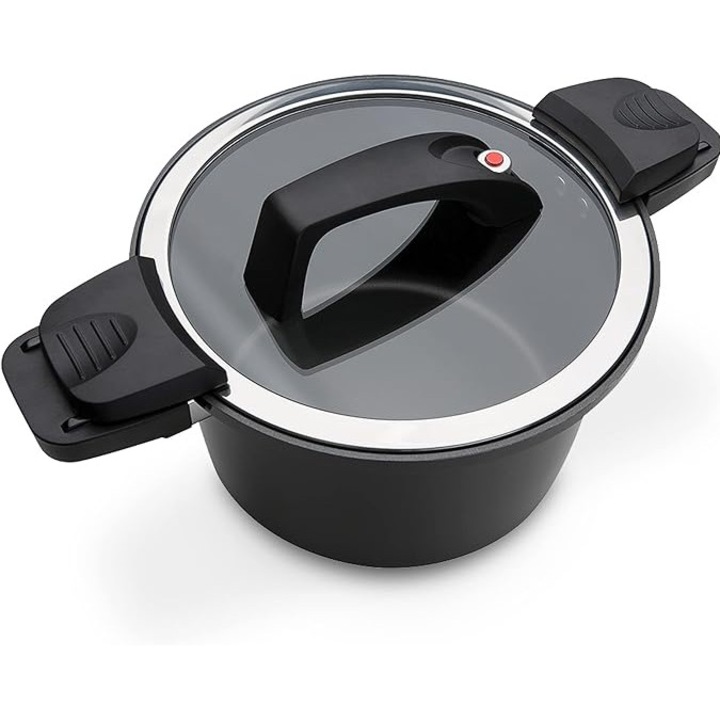 Oala GSW 811095 economica pentru gatit, Neagra, 24 x 16 cm, 6 L, Aluminiu