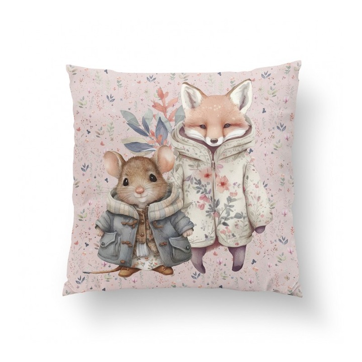 Material textil, Panou de bumbac 38x38 cm Tara caldurii Vulpea si soarecele, bumbac 100%