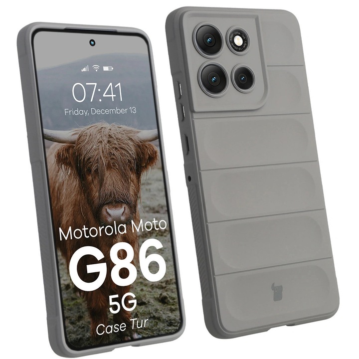 Husa Bizon Case Tur do Motorola Moto G86 5G, Gri deschis