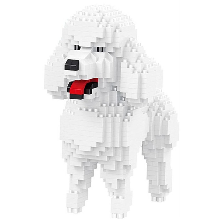 Set de blocuri de constructie, 790 piese, animale miniaturale, alb, pentru 14+