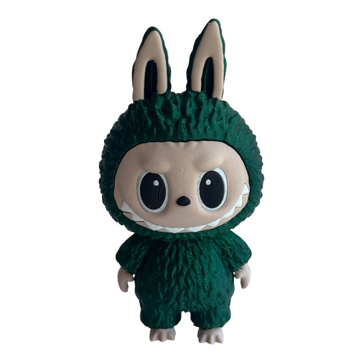 Figurina Labubu – Personaj de colectie, printat 3D, verde sclipitor, Decor Geek & Cadou Inedit