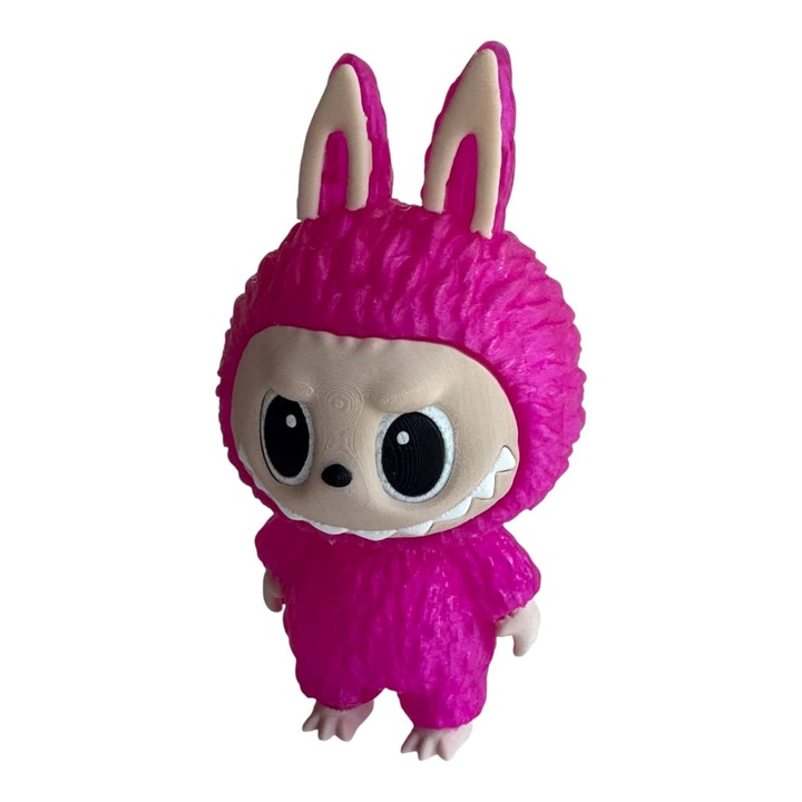 Figurina Labubu – Personaj de colectie, printat 3D, Roz transparent, Decor Geek & Cadou Inedit