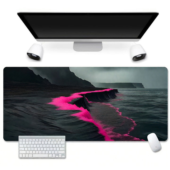 Mousepad mare, negru/multicolor, 400x900x3mm, pentru birou si acasa