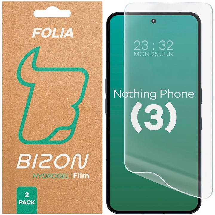 Set 2x Folie Bizon Glass Hydrogel Front Duo pentru Nothing Phone (3), transparent