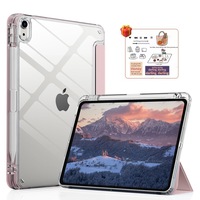 Husa de protectie pentru iPad (A16) 11 generatie de 11 inch 2025, husa pentru iPad 10 generatie de 10, 9 inch 2022, cu suport pentru stilou, husa inteligenta cu suport pliabil in trei, Roz
