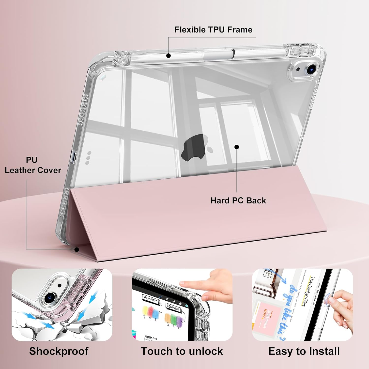 Husa protectie tablete, Rezistenta la socuri, Pentru iPad iPad 10th/11th Generation (10.9/11 Inch) Roz