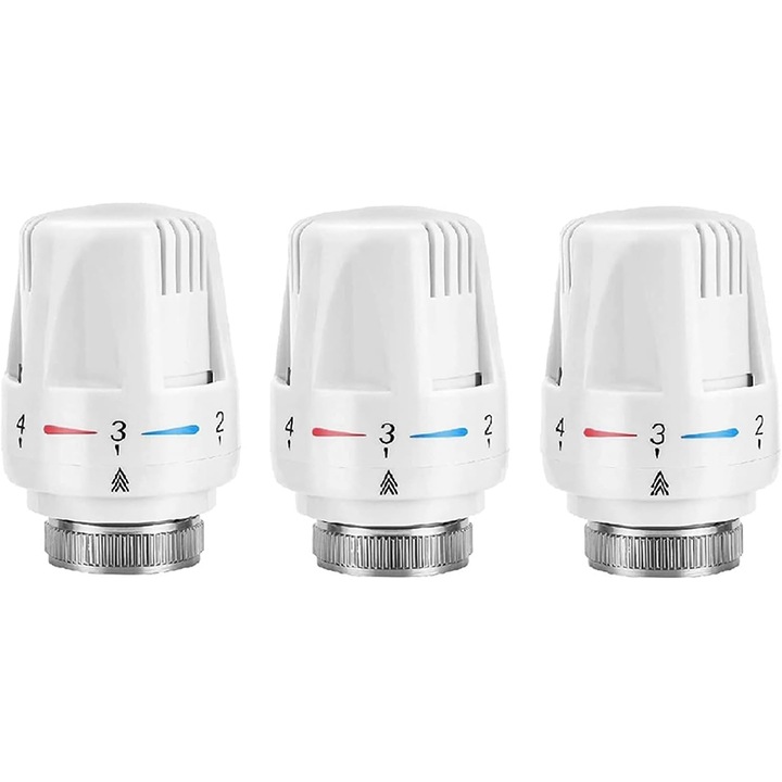 Pachet de 3 incalzitoare termostat, Rqiurpn, termostat de incalzire TRV M30 x 1,5, supapa termostat pentru radiator, cap de control al temperaturii