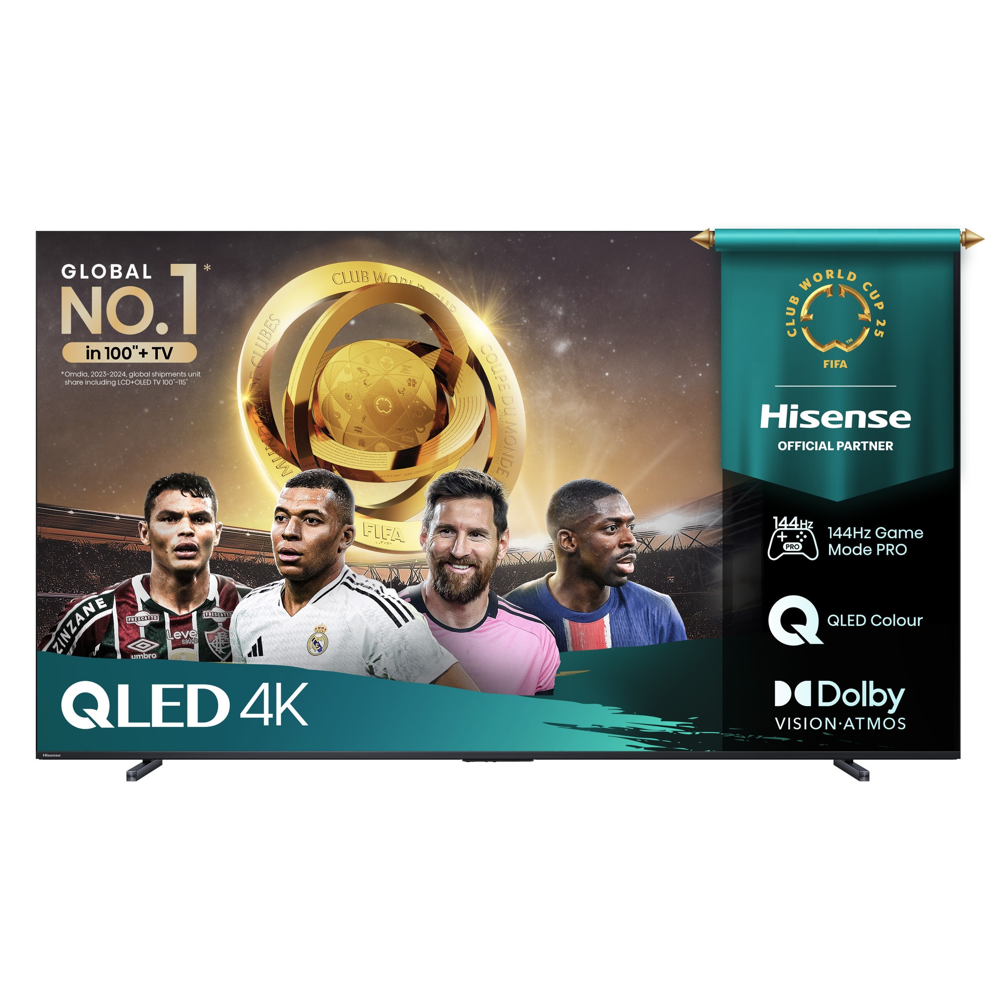 Televizor Hisense, 100'' E7Q PRO, QLED Smart, FALD, 144Hz, 5000:1, Quantum Dot, Dolby Vision, Vidaa, ADS, Negru 100E7Q_PRO