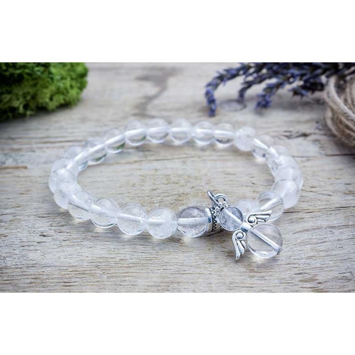 Hegyikristály ásvány karkötő angyallal