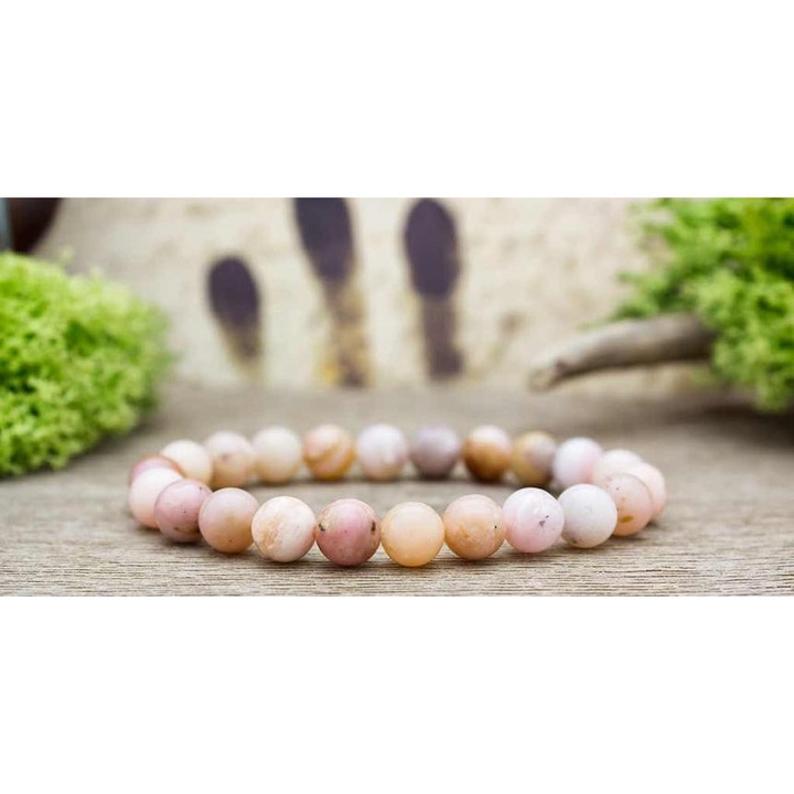 Boldog álmok pink opál ásvány karkötő