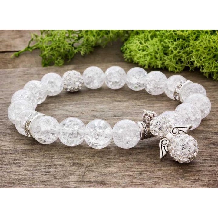 Csillogó angyal roppantott hegyikristály ásvány karkötő