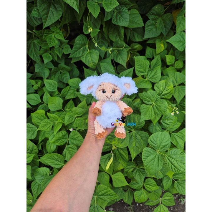 Oita crosetata de buzunar Woolsy, blana pufoasa, 15 cm, handmade, hipoalergenica