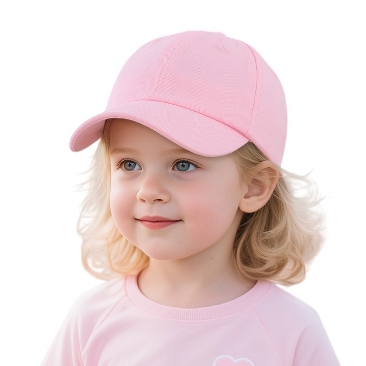 Sapca Baseball pentru Copii Mici, Reglabila ， pentru 2-5 Ani, Bumbac, Unisex, Protectie Solara，roz