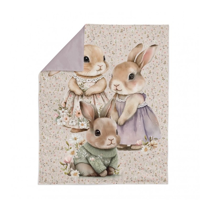 Material textil, Panou de bumbac 75x100 cm Iepurasi Trei copii mici, bumbac 100%