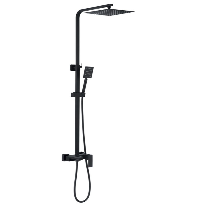 Coloana de dus cu baterie, WEZER, model PRO16B-02, negru, 80x41x11,5cm, set complet