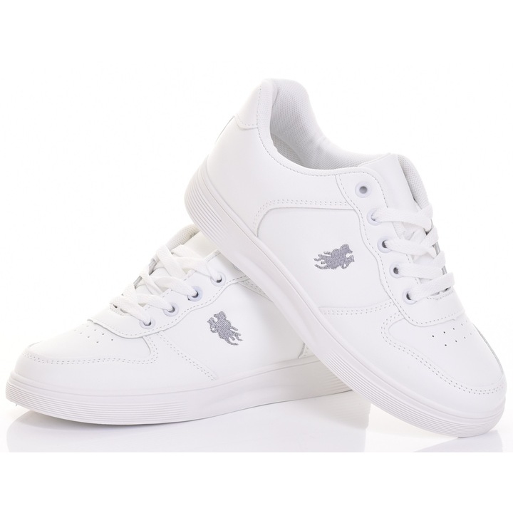 Tenisi dama Martinus, piele ecologica, alb, talpa joasa, stil clasic