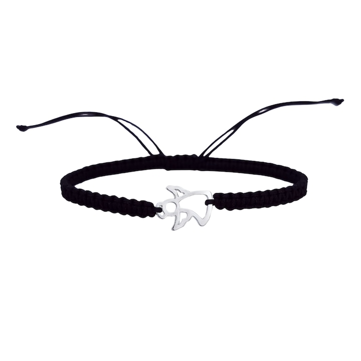 Bratara unisex reglabila Silver Angel, cu pandantiv ingeras din argint 925 placat cu rodiu