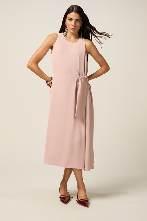 OLTRE, Rochie fara maneci cu detaliu innodat, Roz pastel