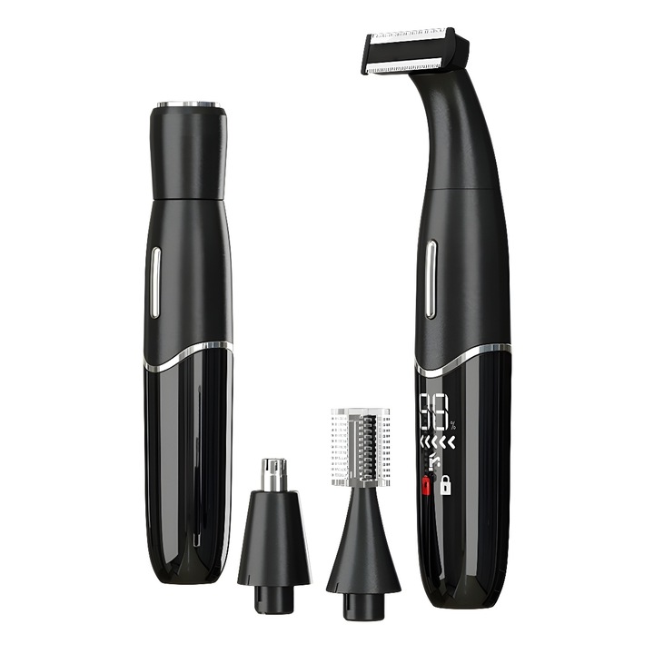 Aparat de ras multifunctional 4 in 1, ORBER, viteza mare, afisaj digital LED HD, negru, 41x178x37mm