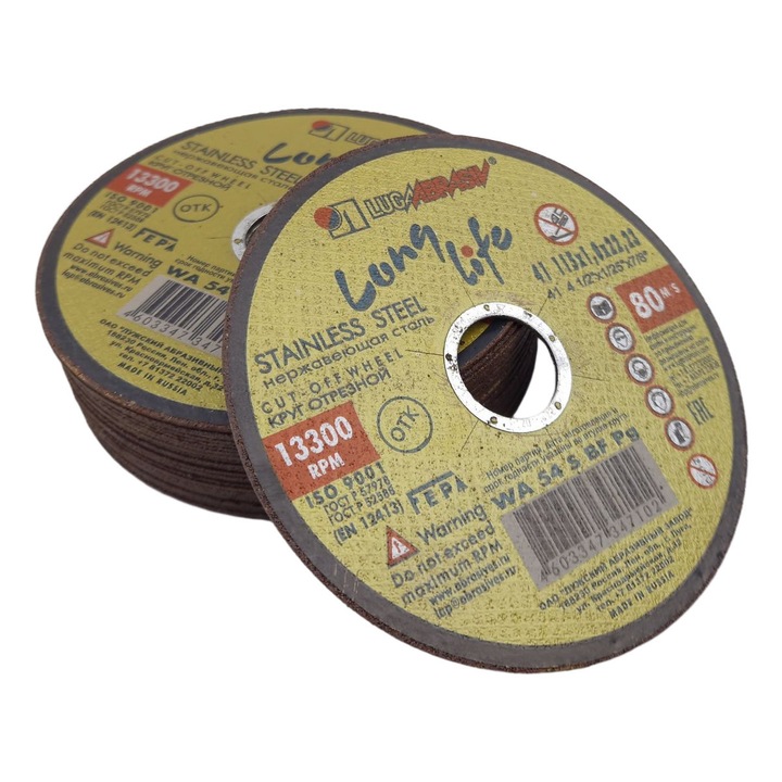 LUGA Authentic LongLife tárcsa, átmérő 115 mm, vastagság 1,0 mm, furat 22, 23 mm, fém INOX acél