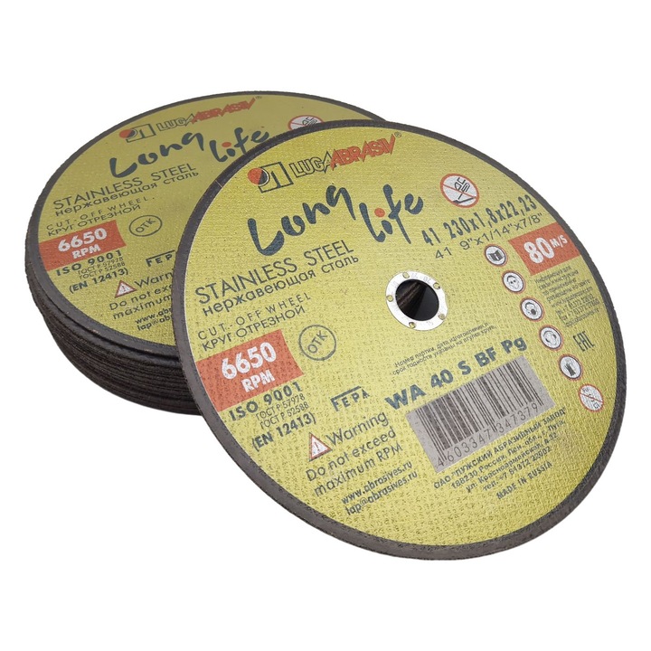 LUGA Authentic LongLife tárcsa, átmérő 230 mm, vastagság 1,8 mm, furat 22, 23 mm, fém INOX acél