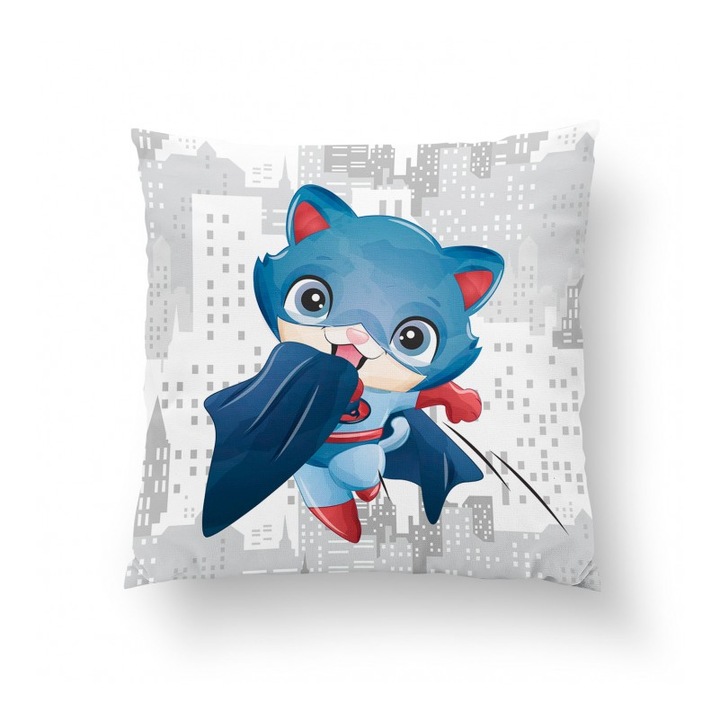 Material textil, Panou de bumbac 38x38 cm Hero Cat Albastru, bumbac 100%