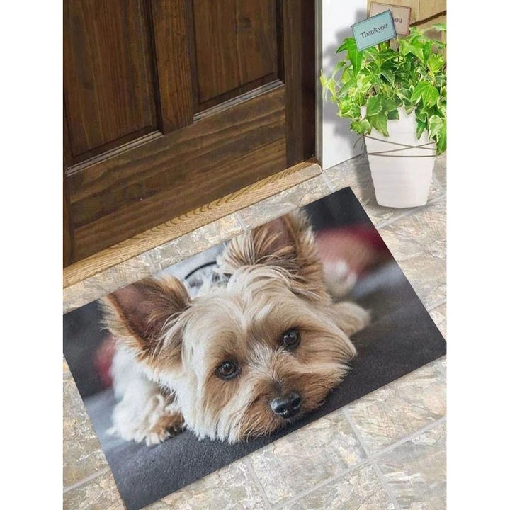 Малка изтривалка, изтривалка, 3D шарка на йоркширски териер, 40x60 см, Многоцветна