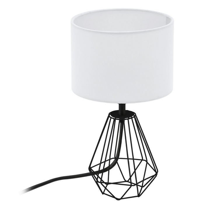 Veioza, constructia din otel, forma in stil de diamant, sursa cu soclu E14, 60 W, 305 x 165 mm, negru si alb