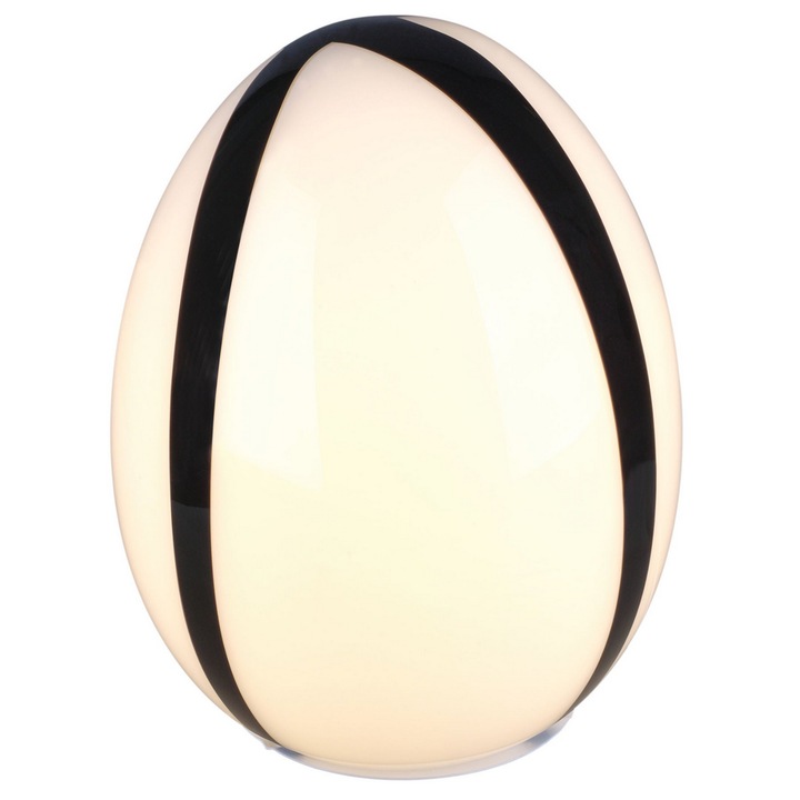 Veioza, structura din otel, abajur din sticla, sursa cu soclu E27, 280 x 220 mm, 60 W, finisaj alb si negru