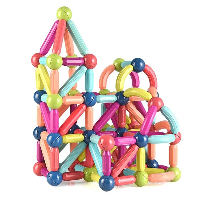 Set de constructie magnetica 36 piese, jucarii educationale pentru copii, dezvoltare STEM, 1-4 ani, multicolor