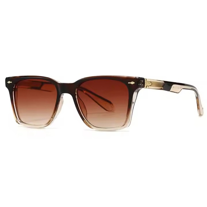 Ochelari de Soare Fashion, Rame Groase Rectangulare, Design Urban, Unisex, Maro