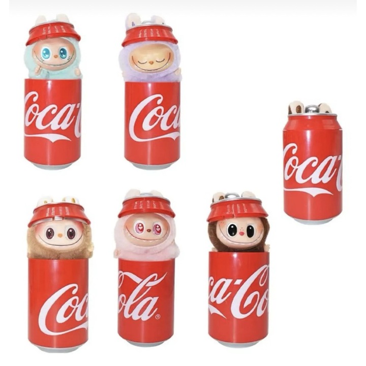 Jucarie de plus Labubu editie limitata doza cola, Misterybox, Bimbimbo, blindbag