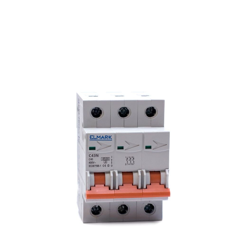 Siguranta automata tripolara Elmark, C43N, 40A, 3P, 4.5KA, Curba C