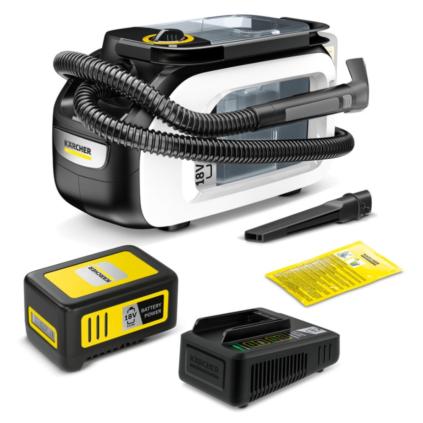 Aparat cu spalare prin injectie-extractie Karcher SE 3-18 Compact Home Battery, 184W, 1.7/2.9L, 18V Negru/Alb