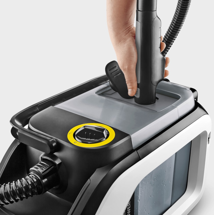 Aparat cu spalare prin injectie-extractie Karcher SE 3-18 Compact Home Battery, 184W, 1.7/2.9L, 18V Negru/Alb