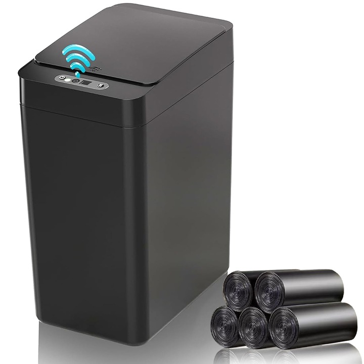 Cos de gunoi automat, SWJOYOL, capacitate 11L, design compact, 23x16x32cm, negru