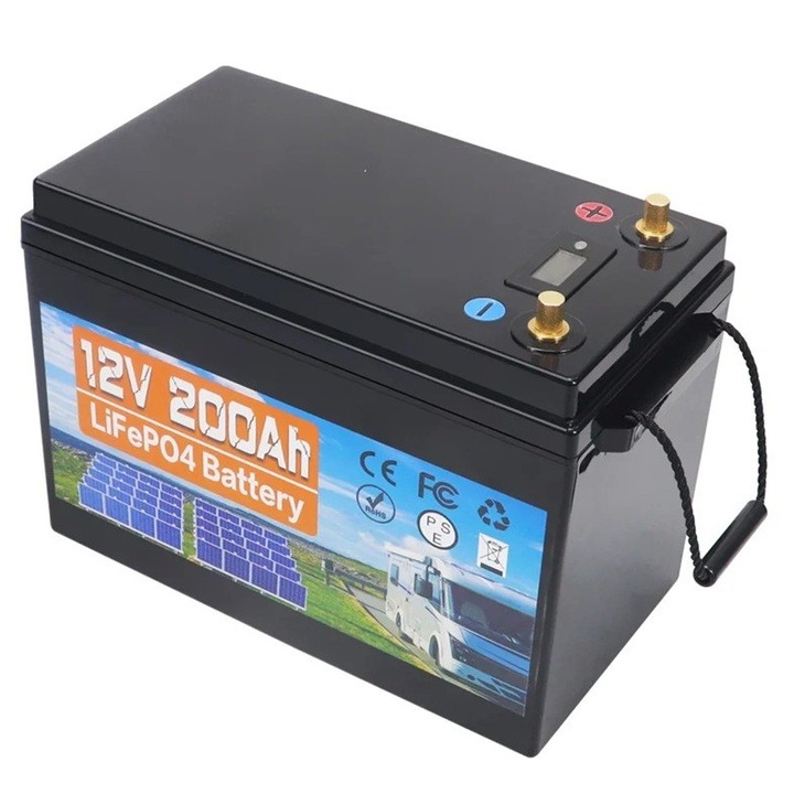 Baterie RUSMR LiFePO4, capacitate 200 Ah, protectie IP65, 12V-200 Ah, incarcator 10A inclus