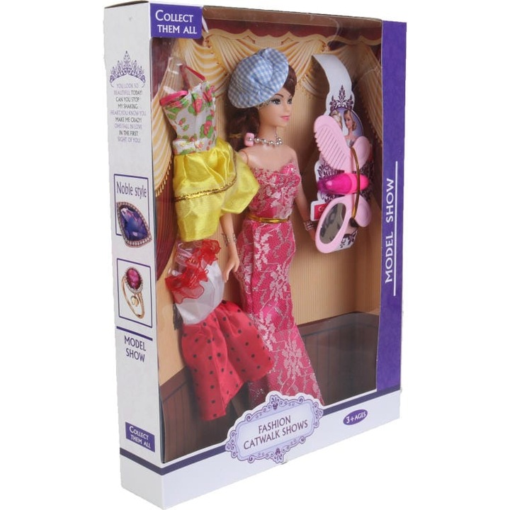 Góliát baba, rózsaszín, ruhákkal és kiegészítőkkel, 3 éves kortól