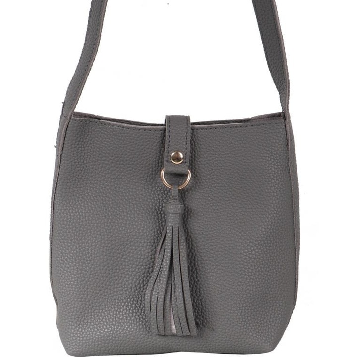 Goliath elegáns estélyi táska, sötétszürke, arany díszítéssel, 22x23cm