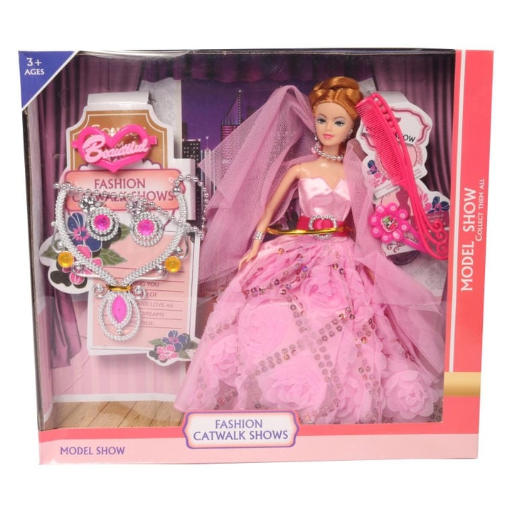 Góliát baba, balerina, hajdíszekkel és ékszerekkel, 36x33x6cm