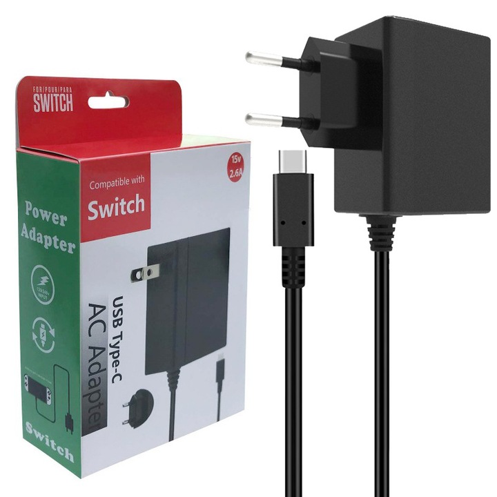 Adaptor alimentare Nintendo Switch, cablu de 150cm, 15V2.6A, USB tip C，SHEFEITE