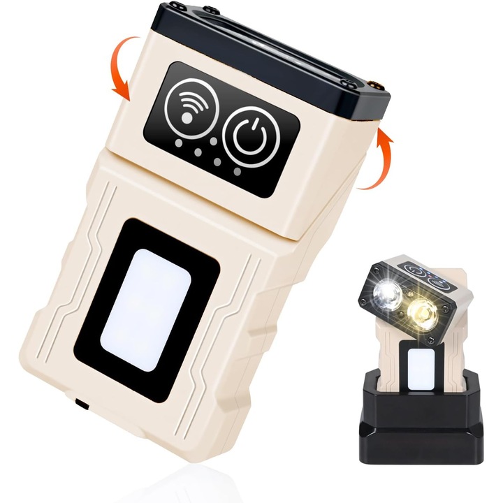 Фенерче UltraFire X31, 500LM, презареждаемо с USB, 10 режима, магнитно, каки, 72x40x25mm