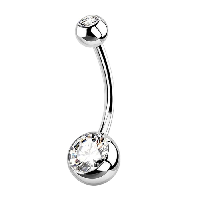 Piercing buric, titan, zirconiu, 1.6mm x 14mm, alb/argintiu