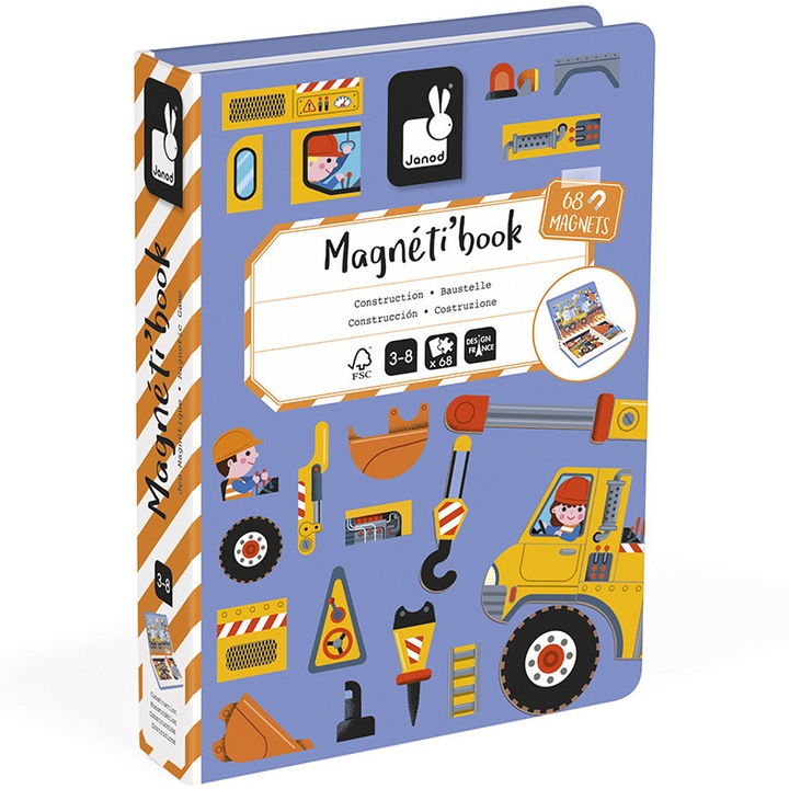 Joc magnetic Janod - Magneti Book, Constructii, 68 piese