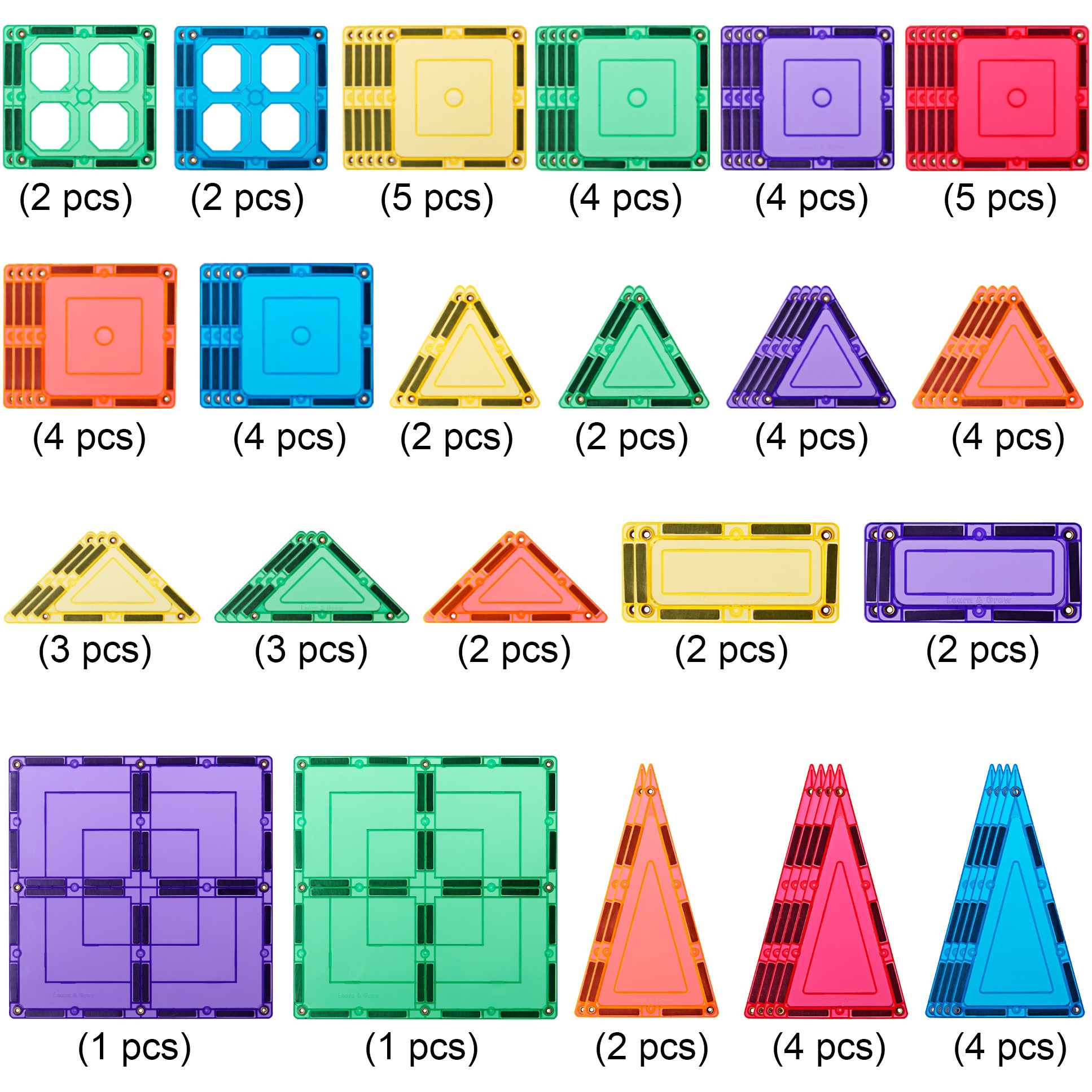 Set de constructie magnetic Learn & Grow - Base Pack, 64 piese
