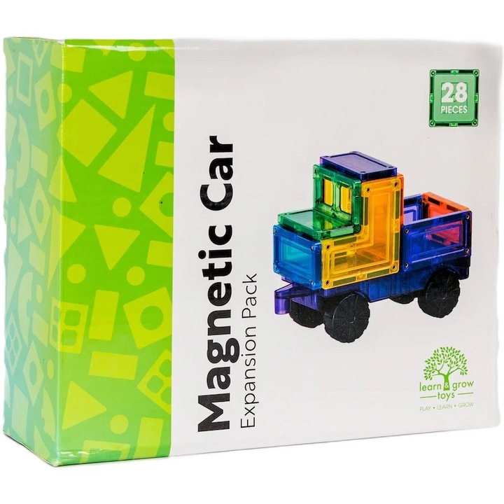 Learn & Grow Mágneses építőkészlet - Mágneses Autó, 28 db